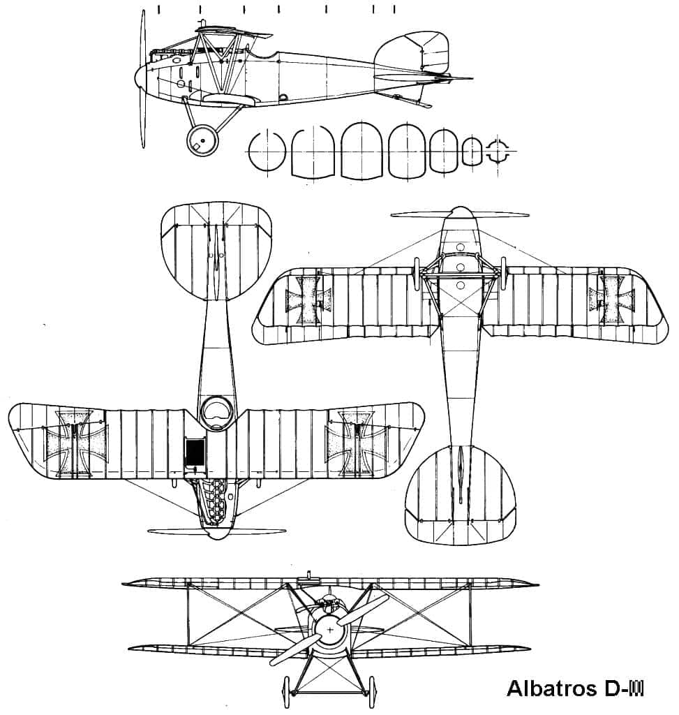 Сечения фюзеляжа истребителя Альбатрос D III